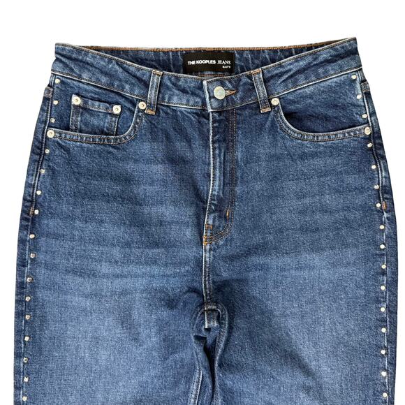 The Kooples Katy Blue Earth Dot Silver Studded Straight Leg Denim Jeans size 28 - Picture 9 of 12